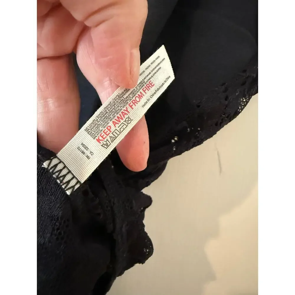 Free People Night Rhythm Lace Bodysuit Black XL